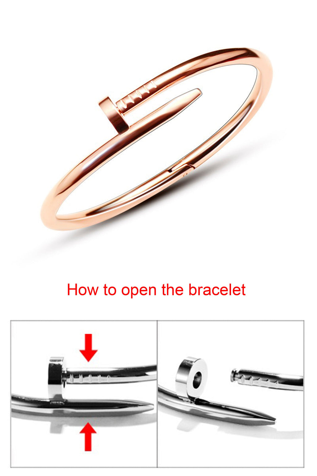 Female Stainless Steel Nail Couple Bracelets B2228-F