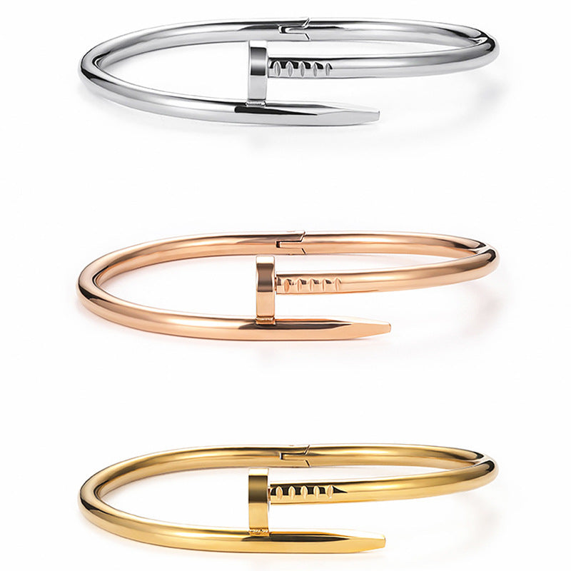 Female Stainless Steel Nail Couple Bracelets B2228-F