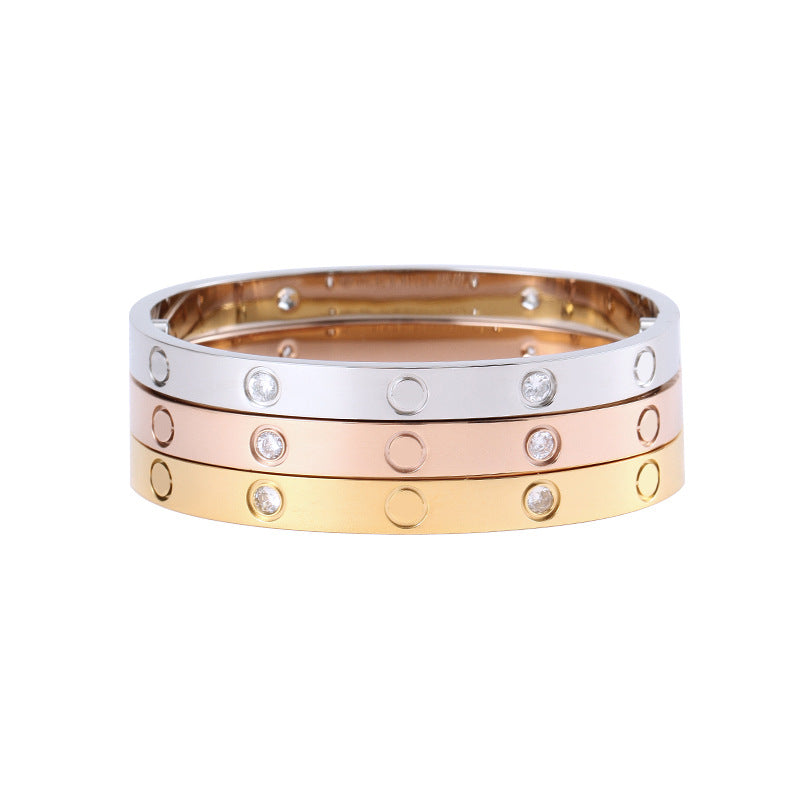 Rhinestone Stainless Steel Bracelets B2229-F