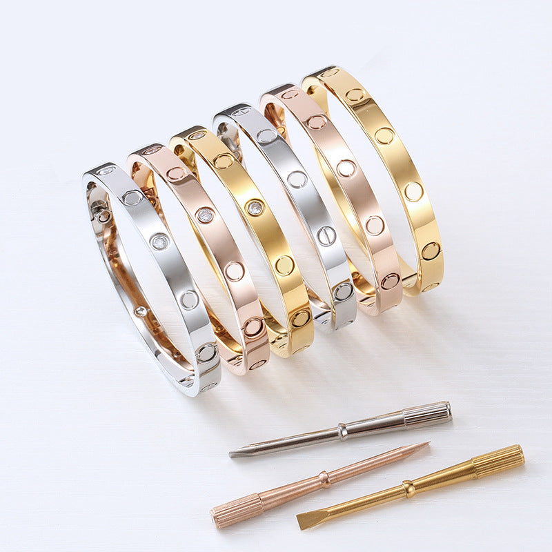 Rhinestone Stainless Steel Bracelets B2229-F