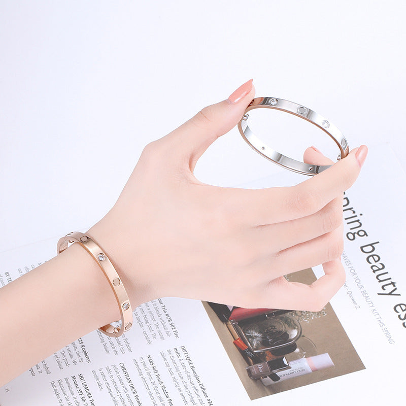 Rhinestone Stainless Steel Bracelets B2229-F