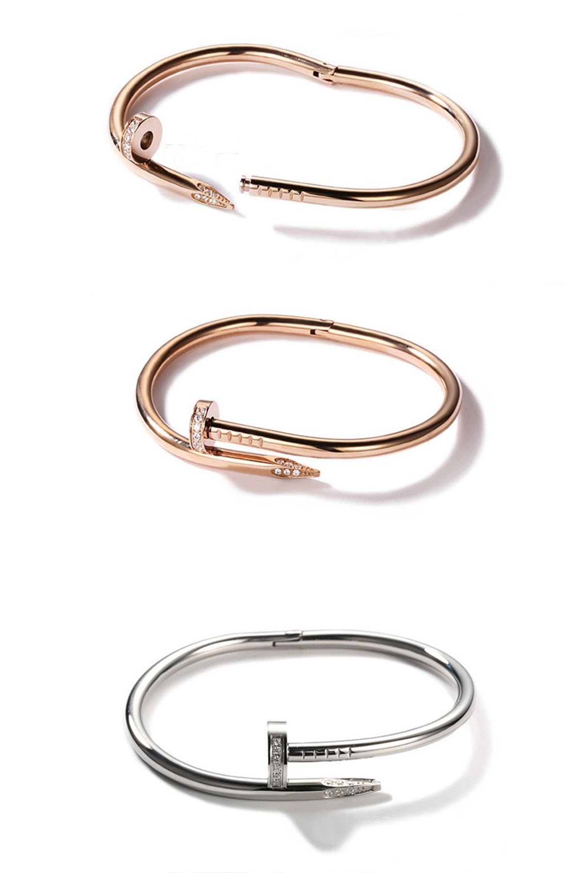 Nail Rhinestone Stainless Steel Bracelets B2239-F