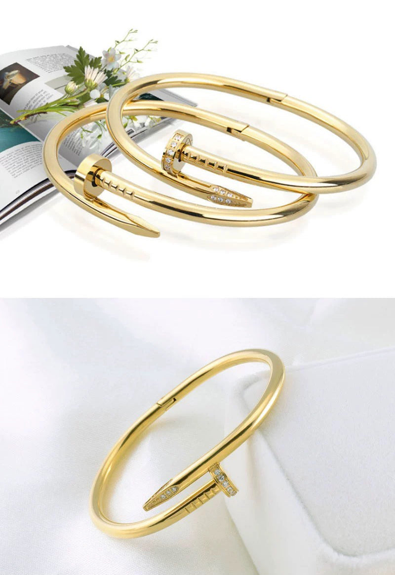 Nail Rhinestone Stainless Steel Bracelets B2239-F