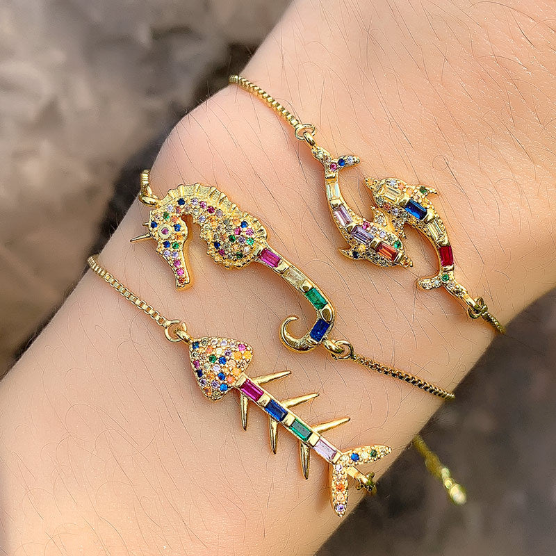 Zircon Fishbone Chains Bracelets B2307