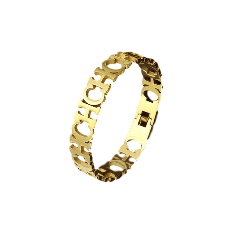 Hollow CH Stainless Steel Bracelets B2336