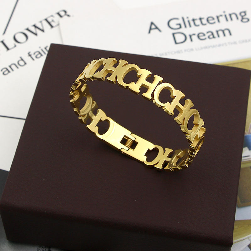 Hollow CH Stainless Steel Bracelets B2336