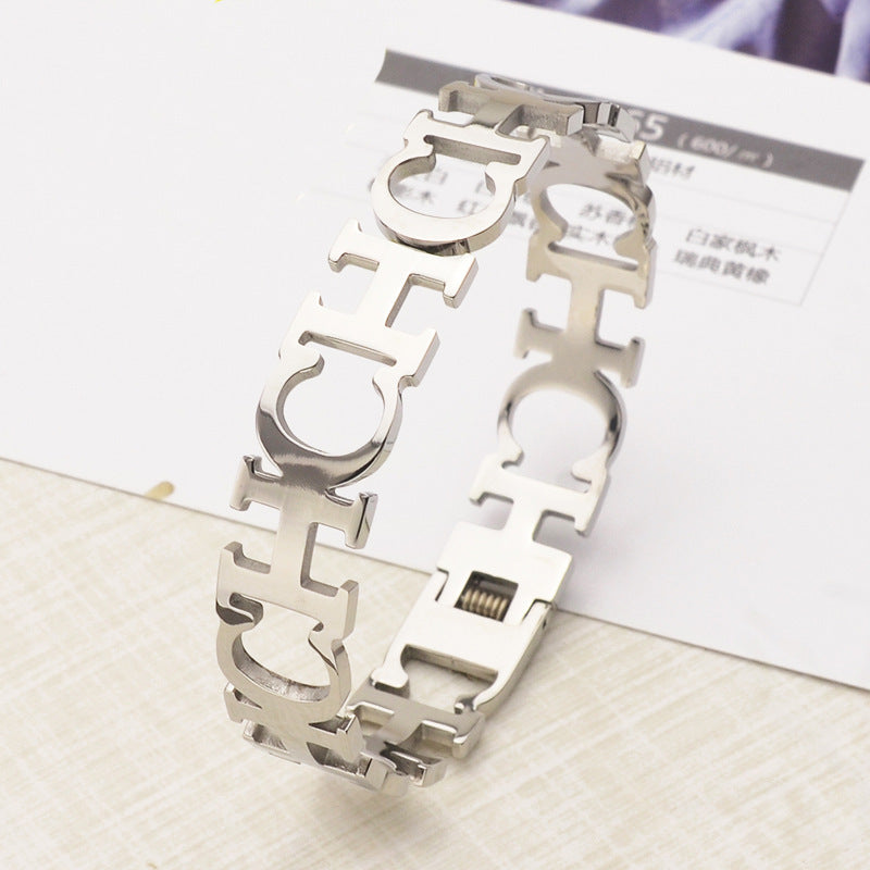 Hollow CH Stainless Steel Bracelets B2336