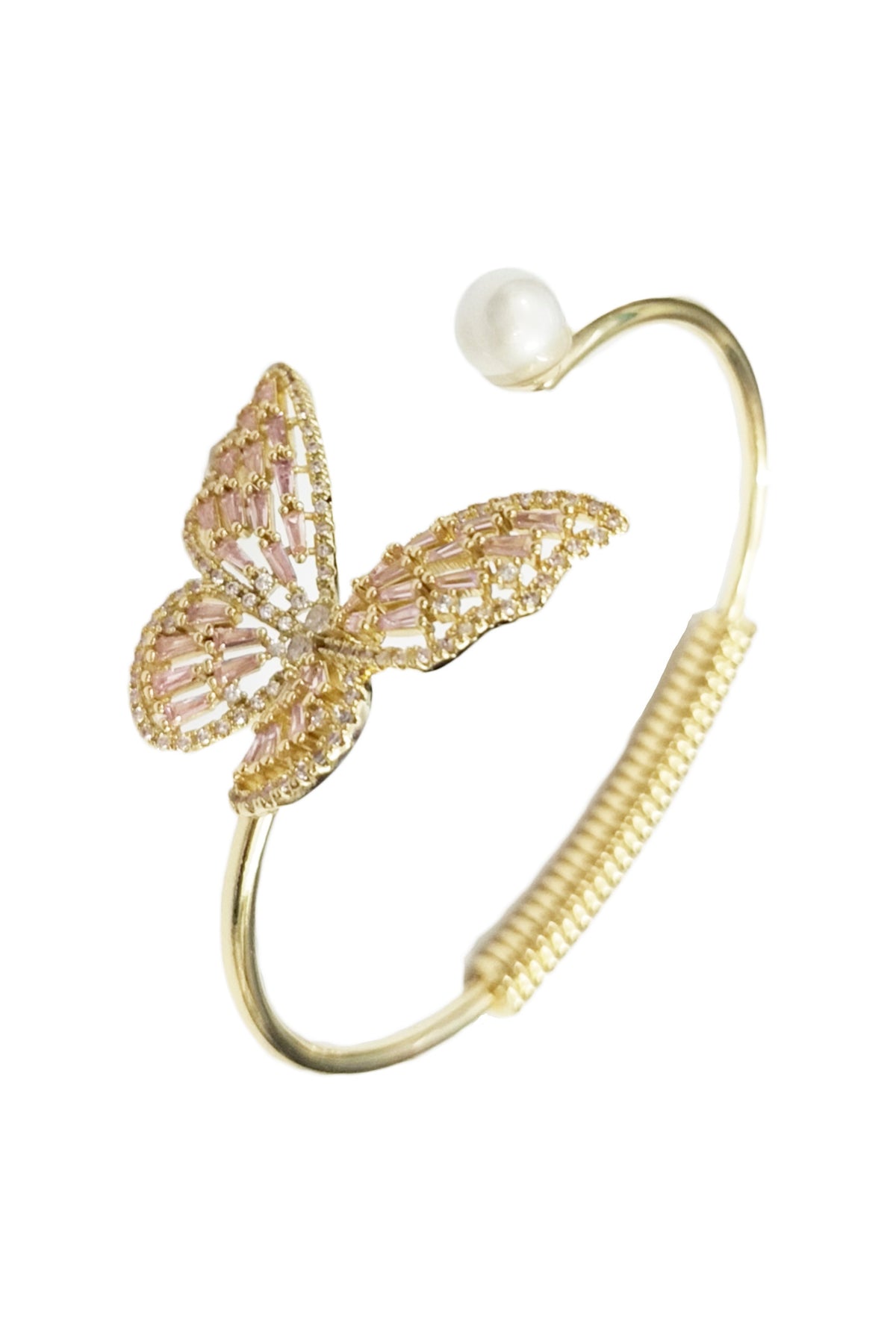 Butterfly & Pearl Zircon Cuff B2347