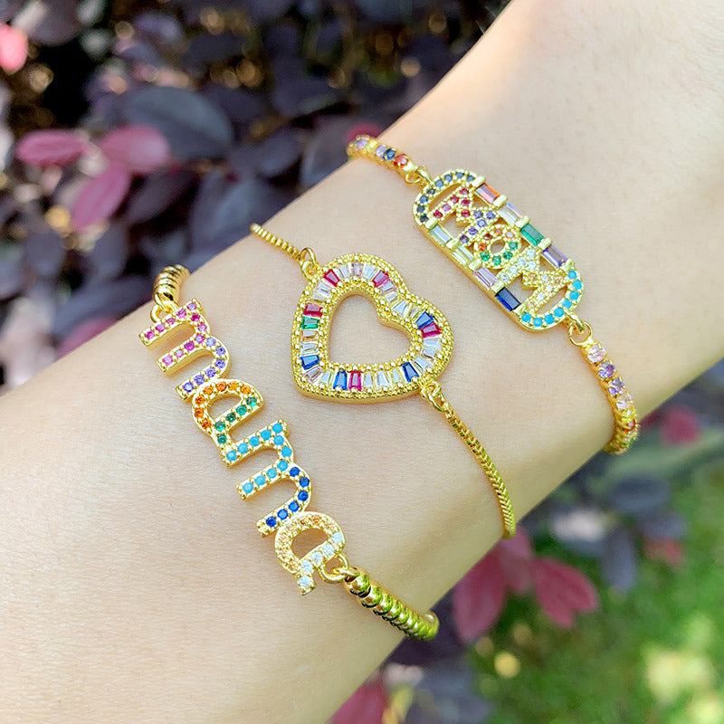 Letter Zircon Chains Bracelets B2352