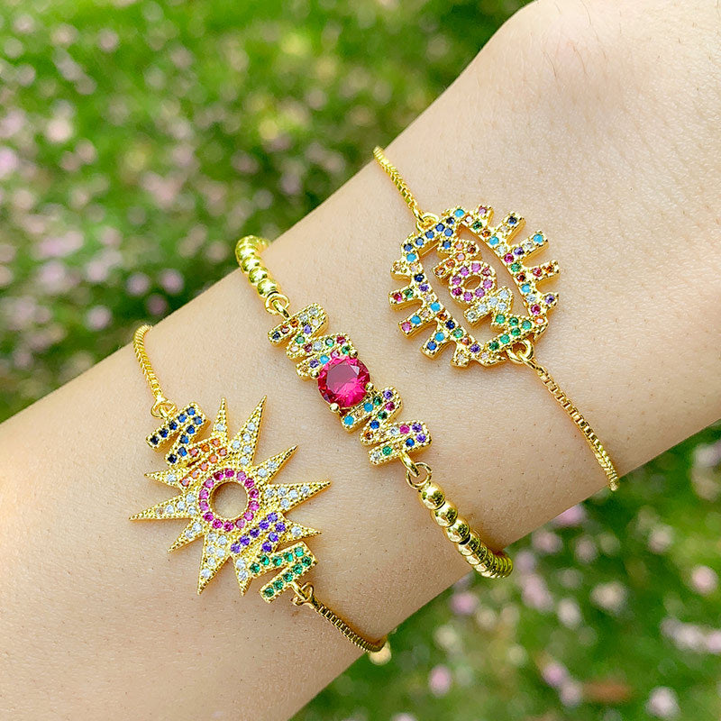 Mom Zircon Chains Bracelets B2398