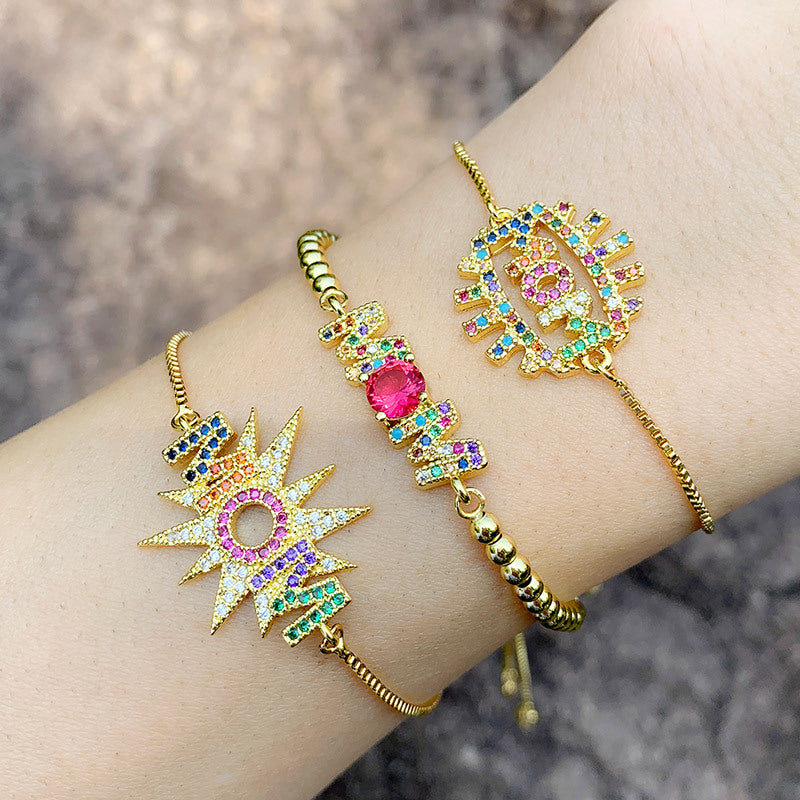 Mom Zircon Chains Bracelets B2398