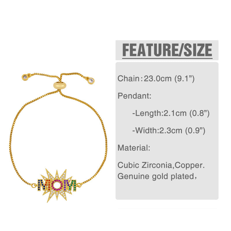 Mom Zircon Chains Bracelets B2398