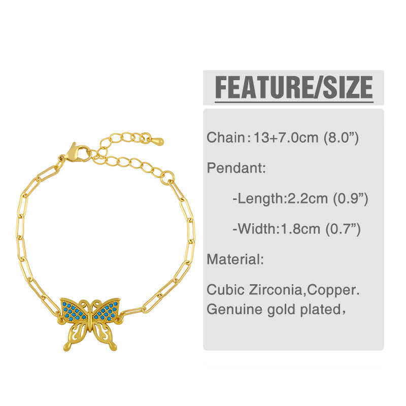 Butterfly Zircon Chains Bracelets B2405 – view 2