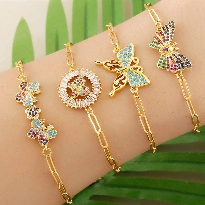 Butterfly Zircon Chains Bracelets B2405 – view 3