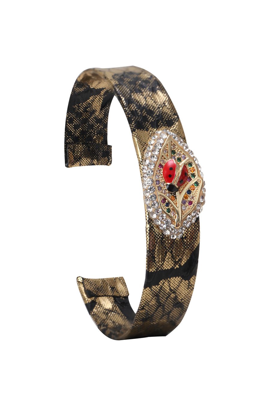 Leaf Zircon Leather Cuff Bracelet B2424