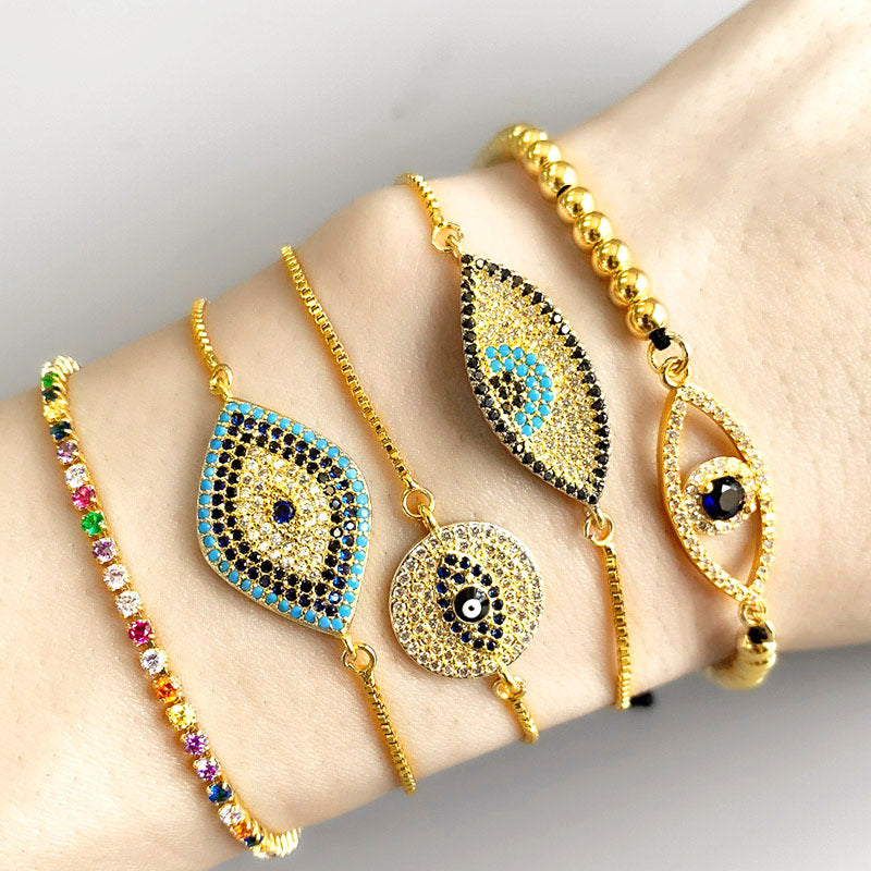 Against Evil Eye Zircon Chains Bracelets B2460