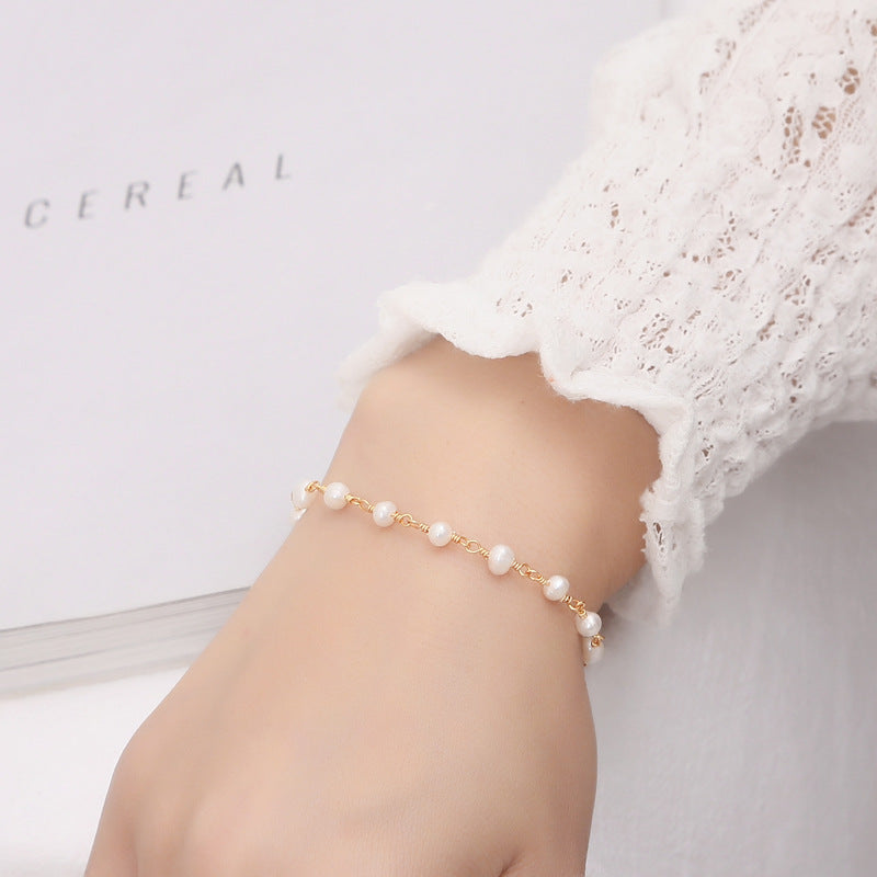 Fresh Water Pearl Chain Bracelet B2485