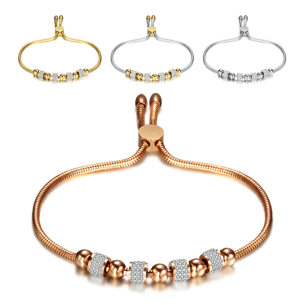 Rhinestone Stainless Steel Adjustable Bracelets B2528