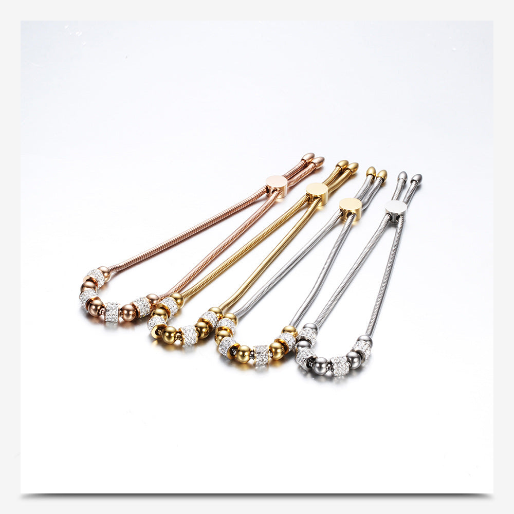 Rhinestone Stainless Steel Adjustable Bracelets B2528