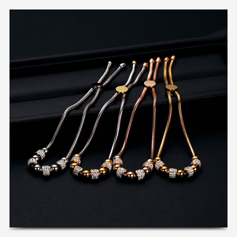 Rhinestone Stainless Steel Adjustable Bracelets B2528