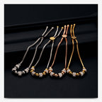 Rhinestone Stainless Steel Adjustable Bracelets B2528