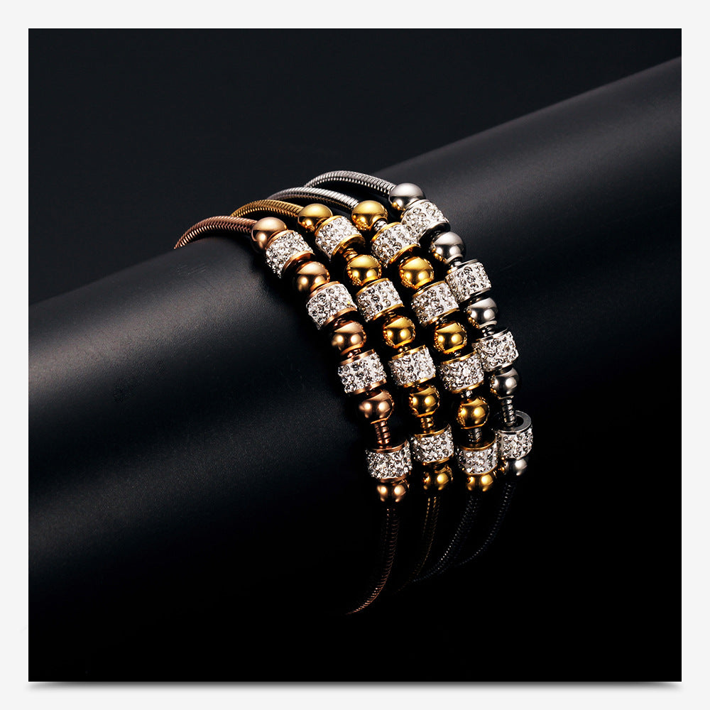 Rhinestone Stainless Steel Adjustable Bracelets B2528