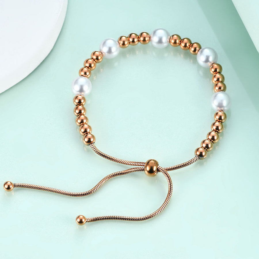 Pearl Stainless Steel Bead Chain Bracelet B2529