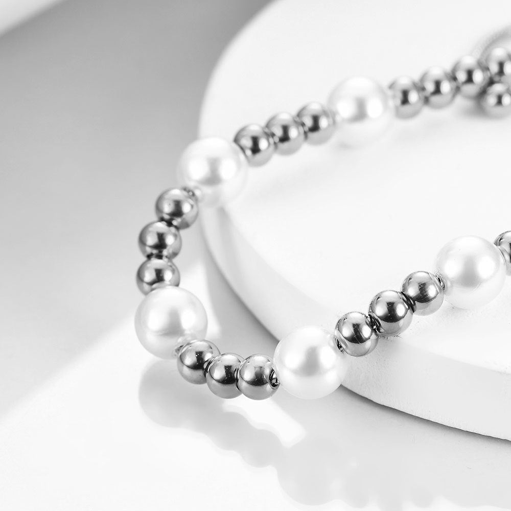 Pearl Stainless Steel Bead Chain Bracelet B2529