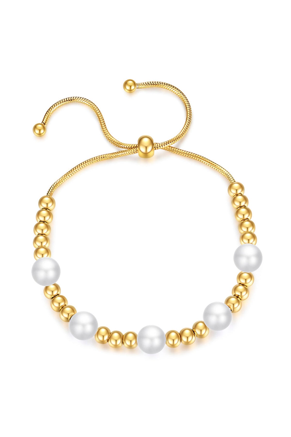 Pearl Stainless Steel Bead Chain Bracelet B2529