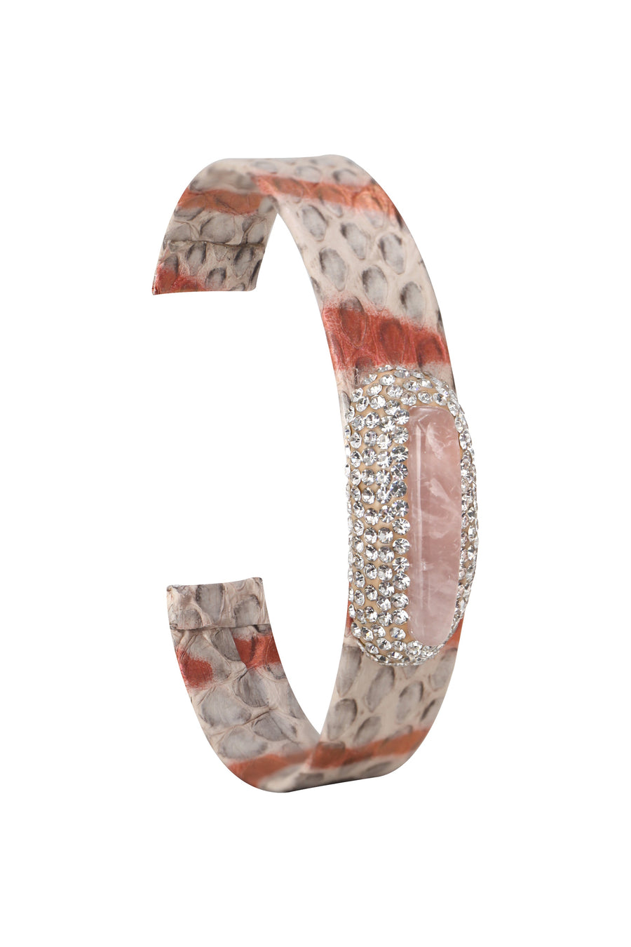 Rose Quartz Leather Cuff Bracelets B2542