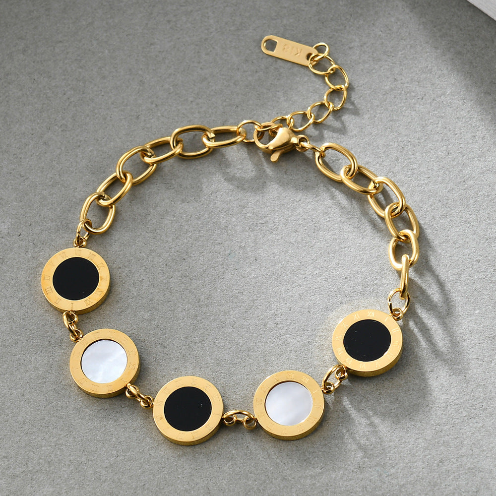 Shell Disc Stainless Steel Bracelets B2601