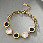 Shell Disc Stainless Steel Bracelets B2601