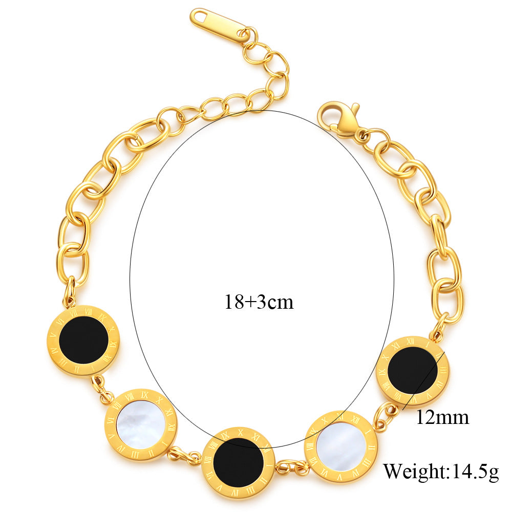 Shell Disc Stainless Steel Bracelets B2601