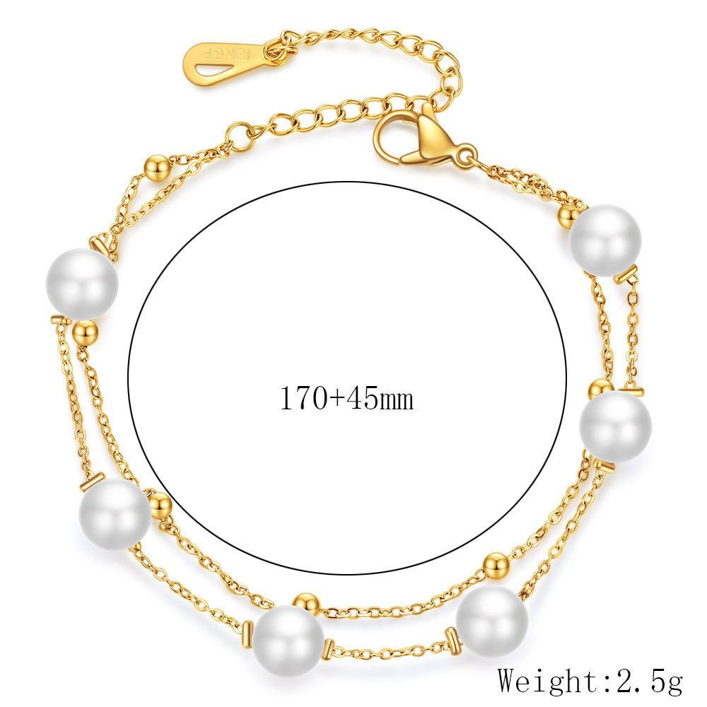 Pearl Stainless Steel Chain Bracelets B2602