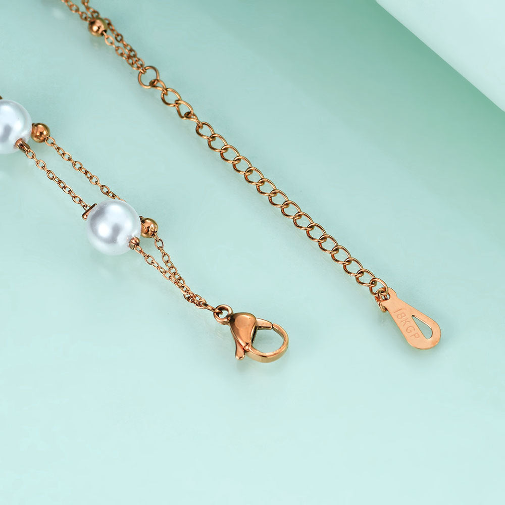 Pearl Stainless Steel Chain Bracelets B2602