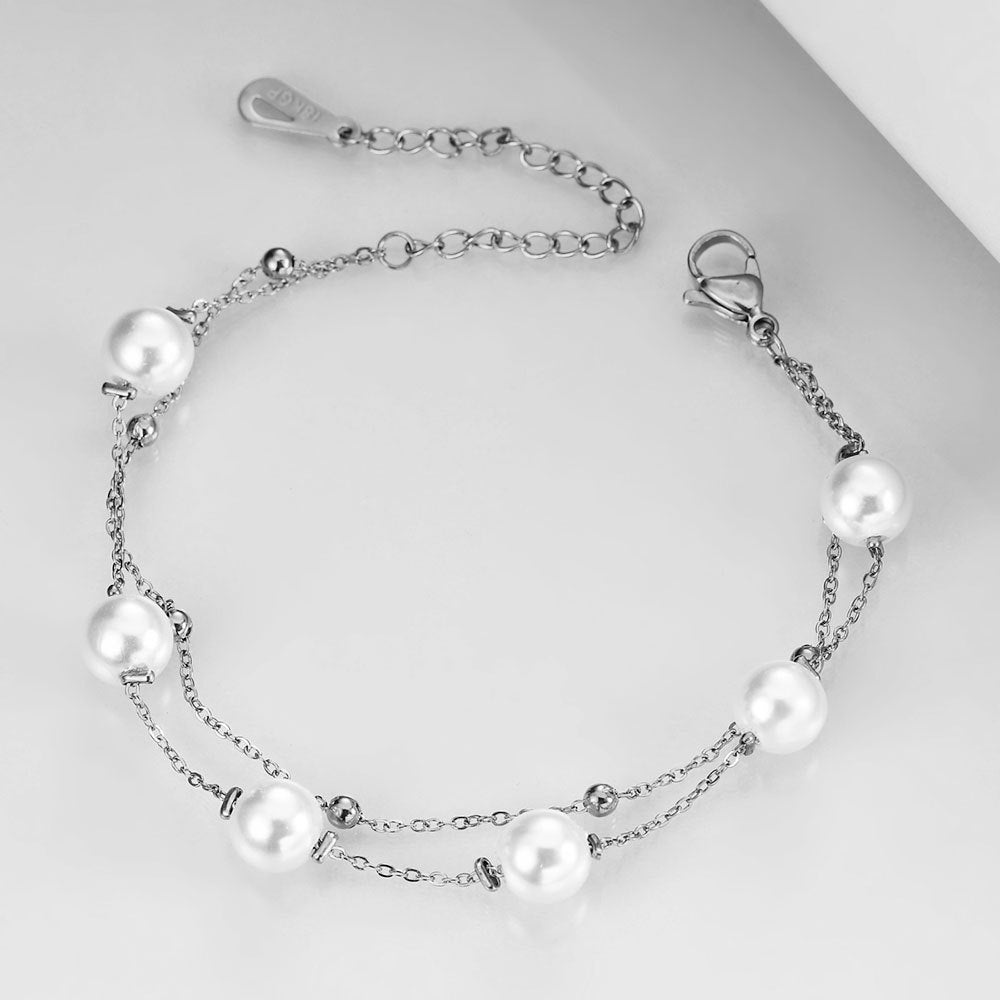 Pearl Stainless Steel Chain Bracelets B2602