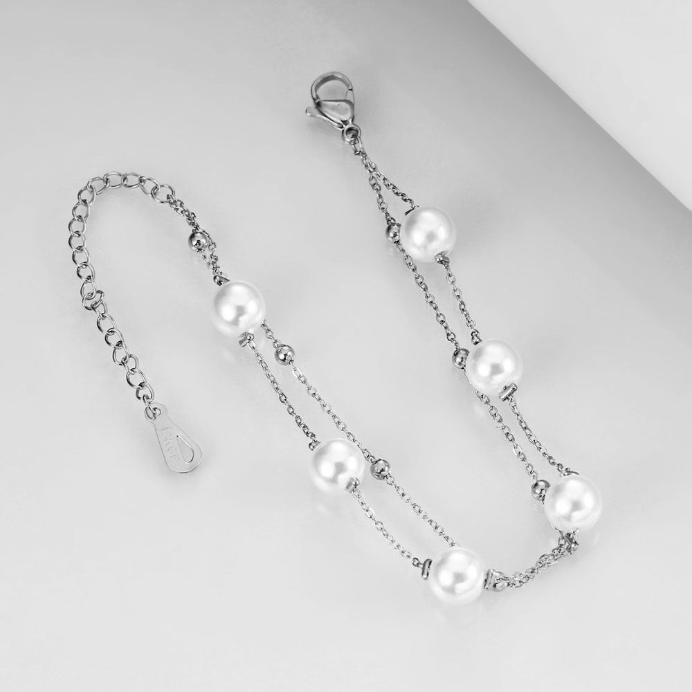 Pearl Stainless Steel Chain Bracelets B2602