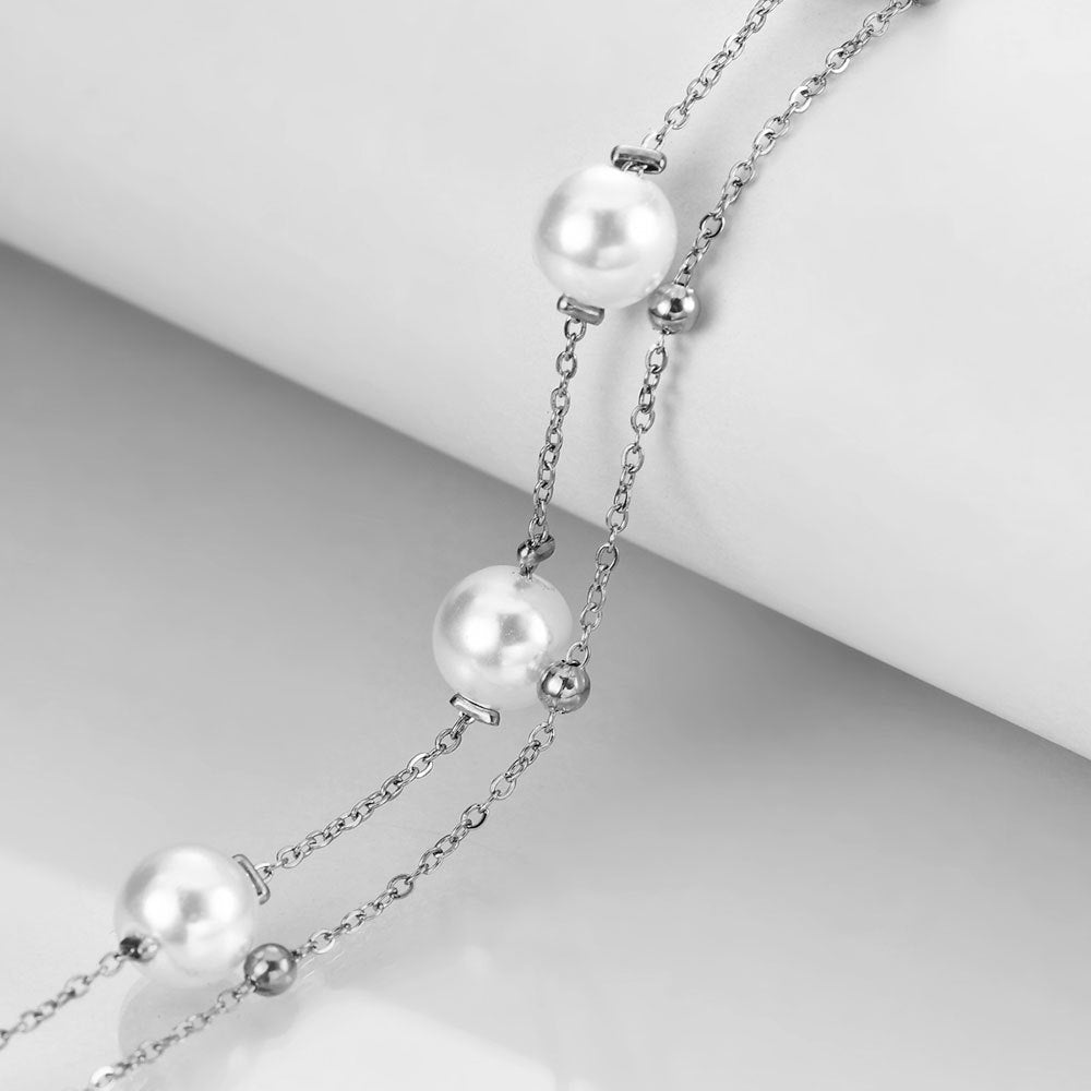 Pearl Stainless Steel Chain Bracelets B2602