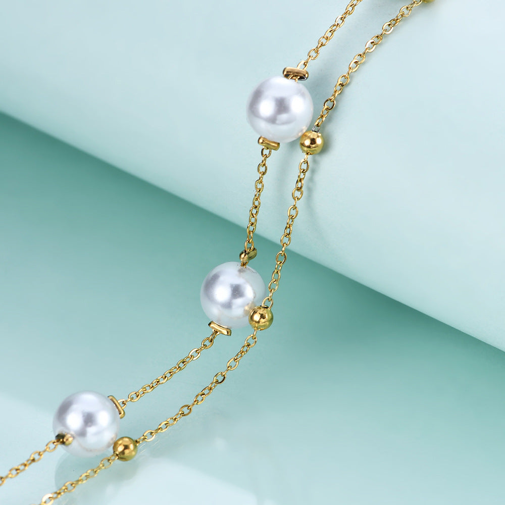 Pearl Stainless Steel Chain Bracelets B2602
