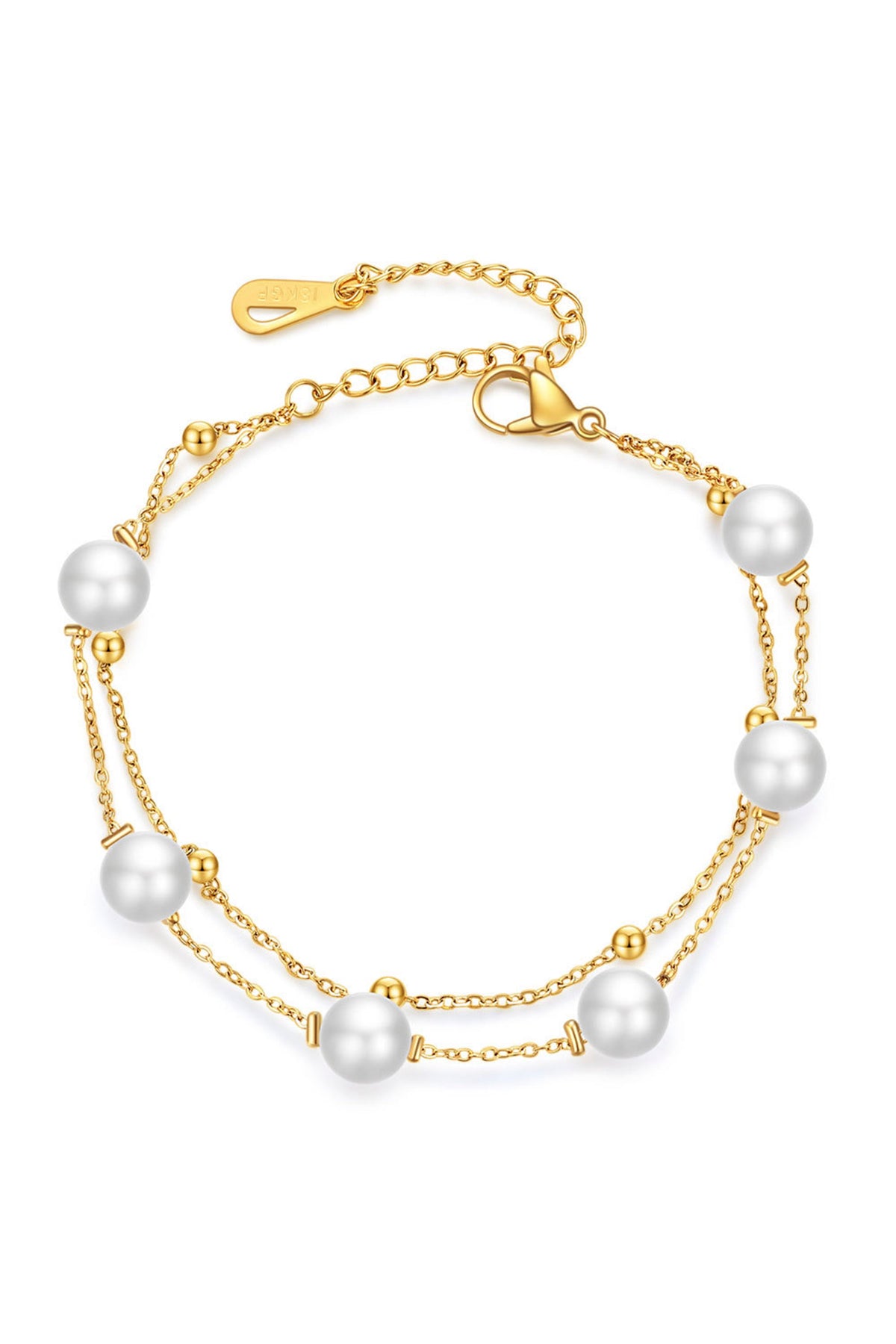 Pearl Stainless Steel Chain Bracelets B2602