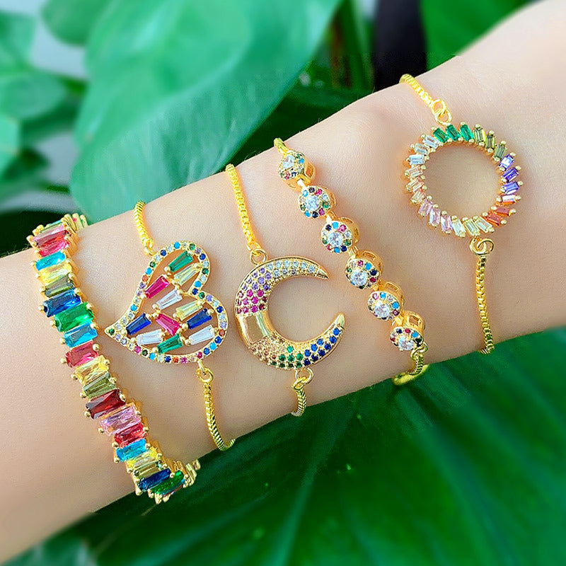 Heart Zircon Chains Bracelets B2658