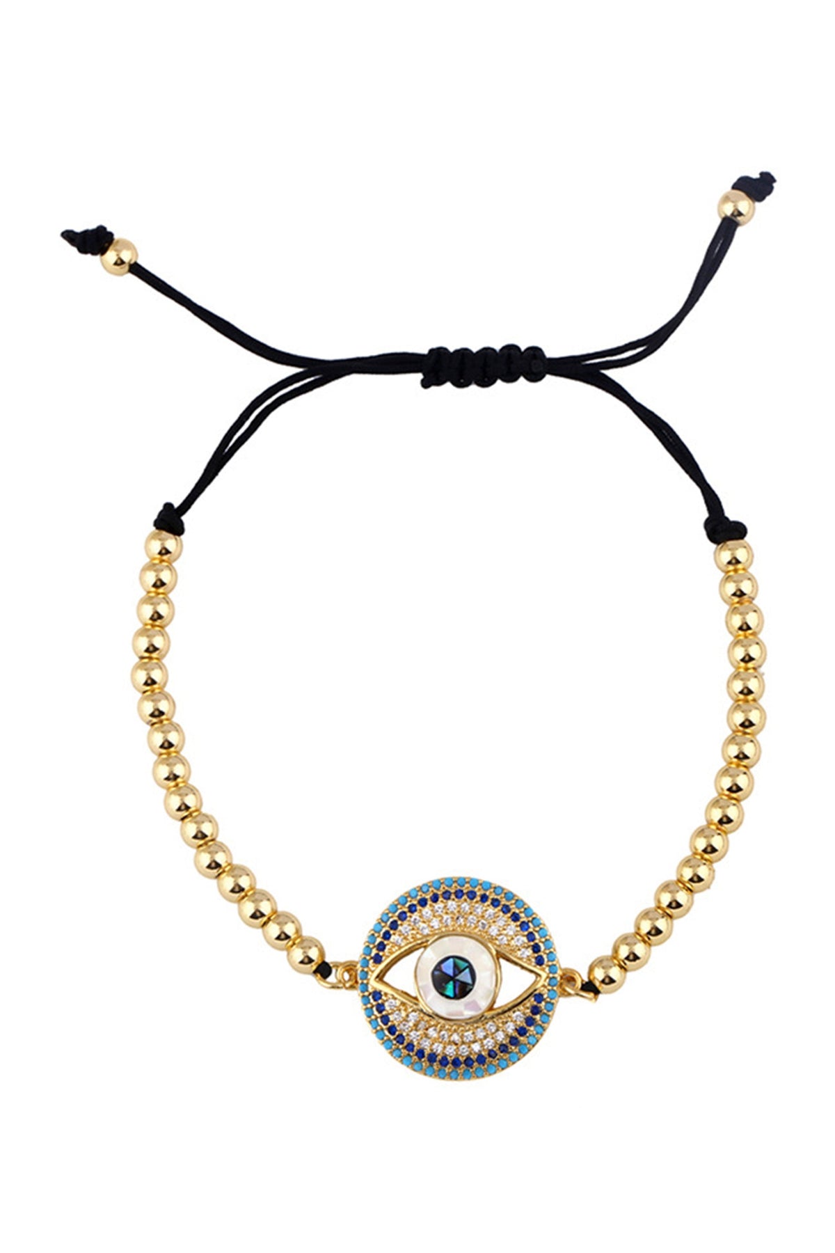 Evil Eye Disc Zircon Chains Bracelets B2660