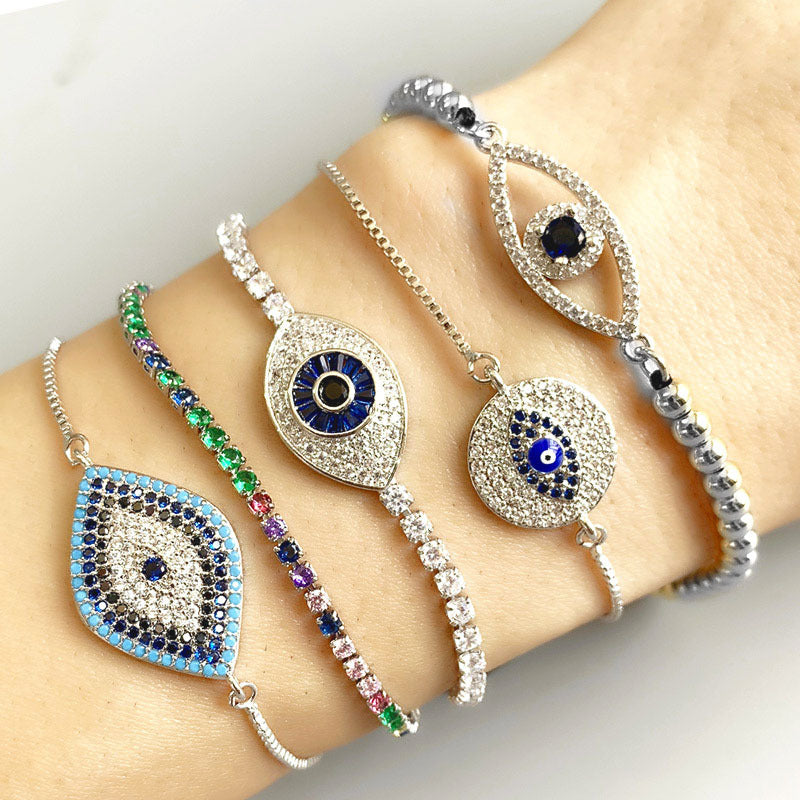 Evil Eye Zircon Chains Bracelets B2662