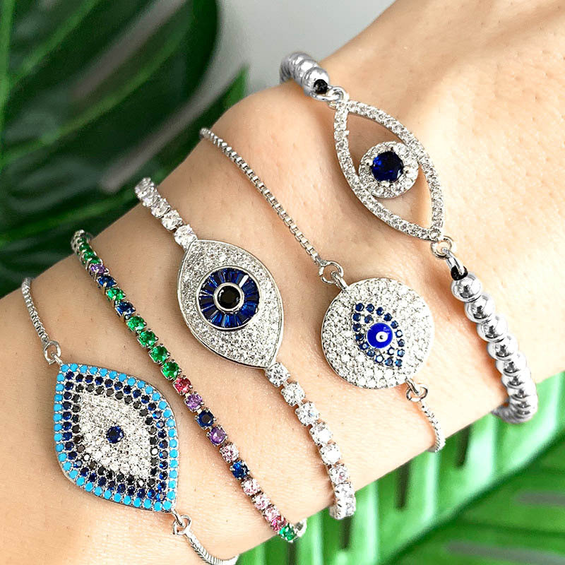 Evil Eye Zircon Chains Bracelets B2662