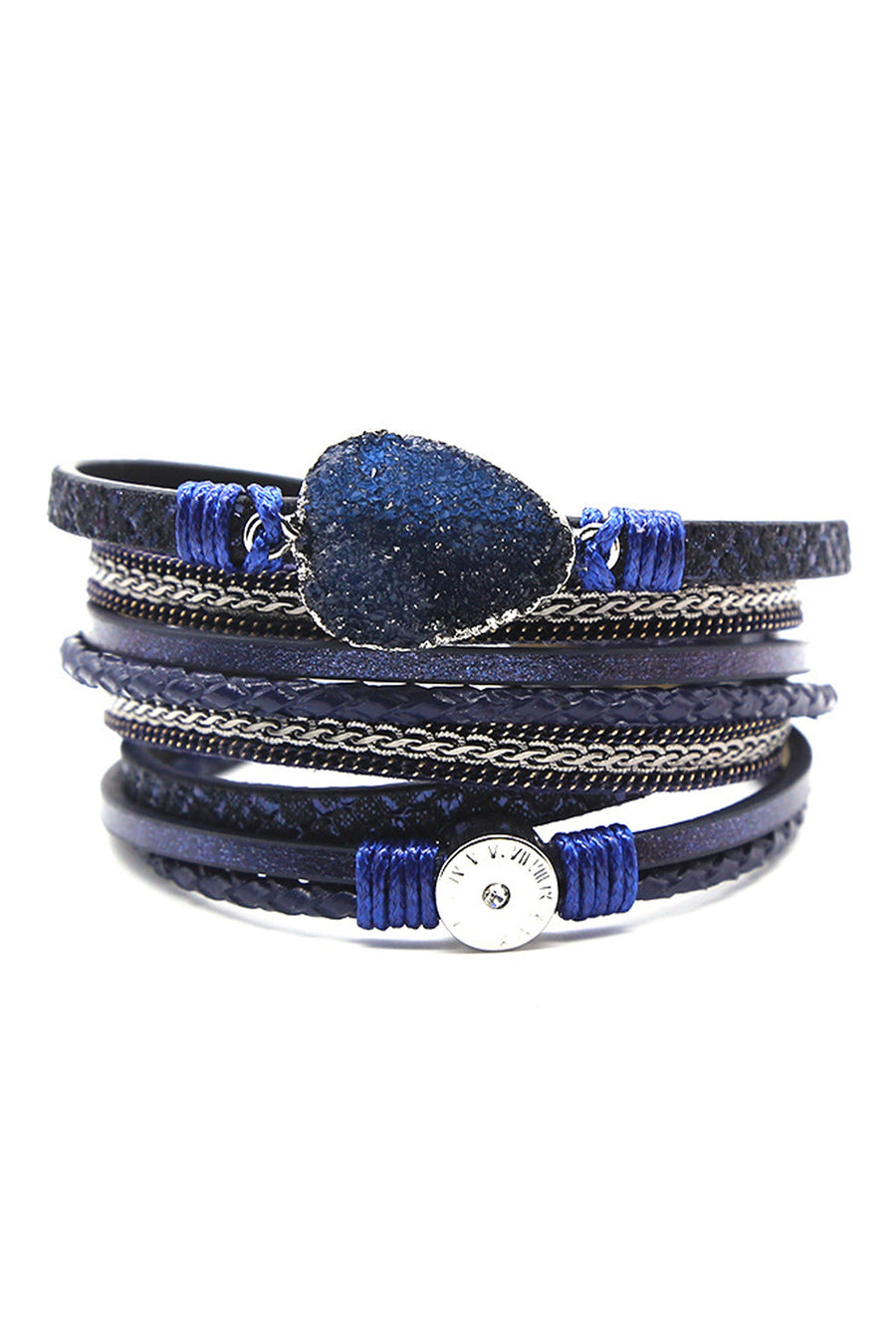 Druzy Vegan Leather Magnetic Bracelet B2694