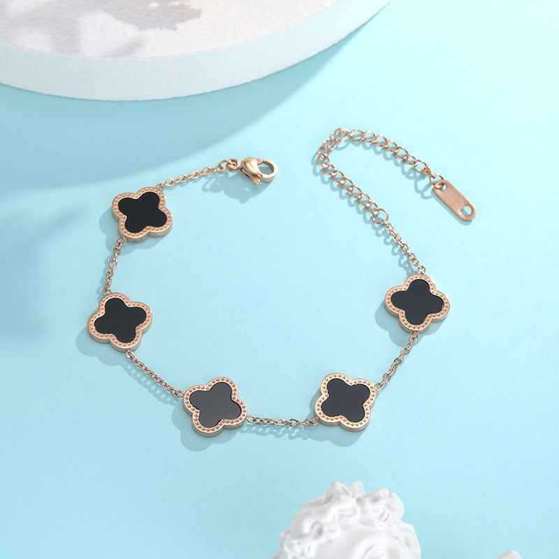 Clover Stainless Steel Chains Bracelet B2704