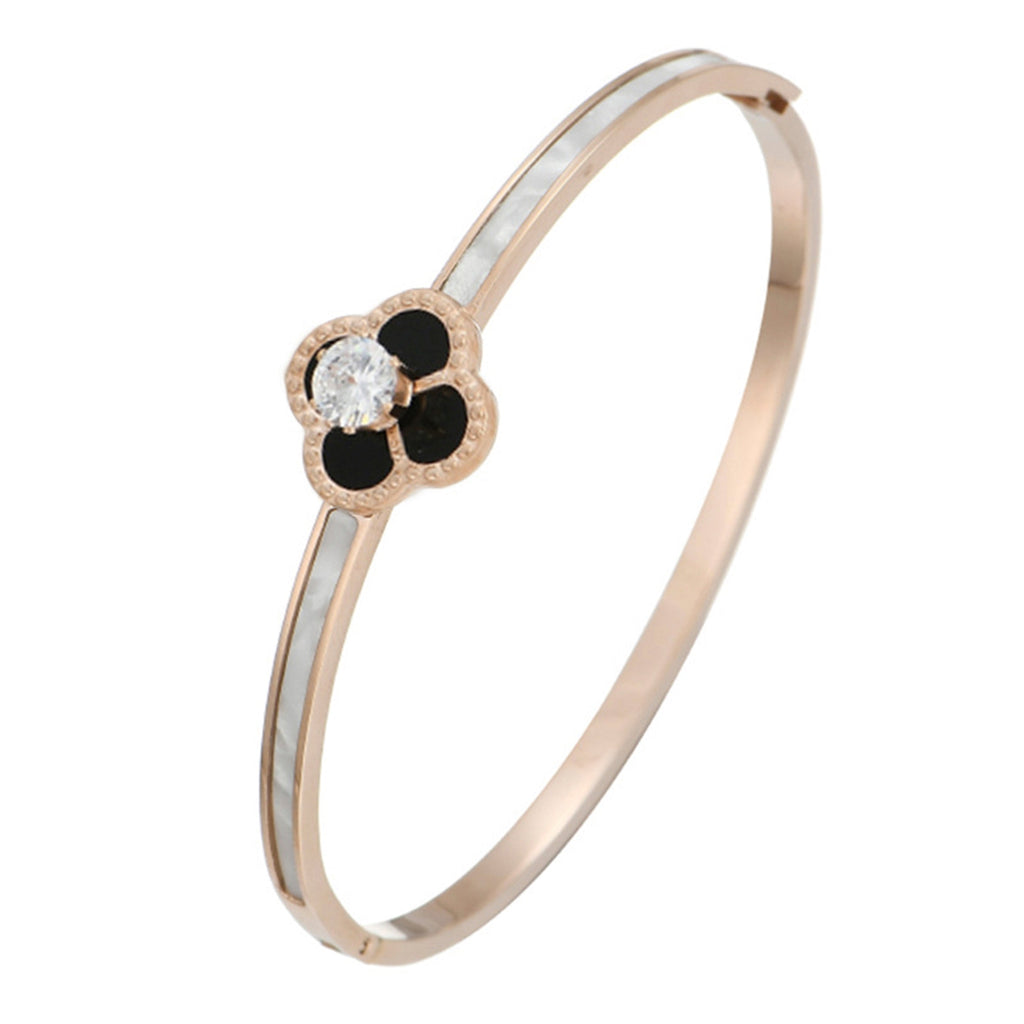 Clover Zircon Stainless Steel Bracelet B2727