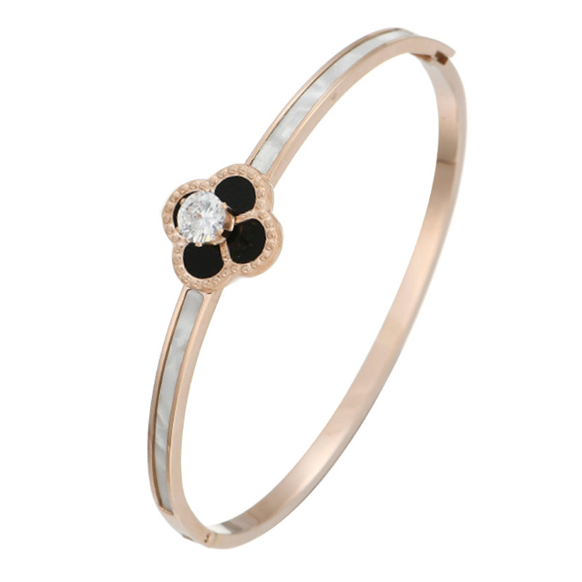 Clover Zircon Stainless Steel Bracelet B2727
