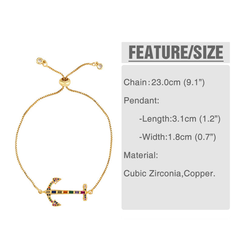 Anchor Zircon Chains Bracelets B2740