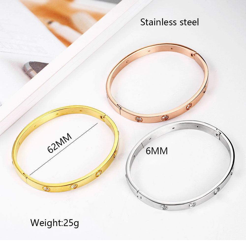 Rhinestone Stainless Steel Bracelet B2812